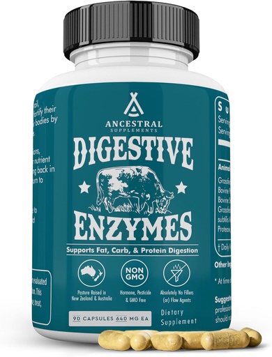 [BRSRAHYPCQPQIC3P] Adestrals suplementaris Enzymes de Dona i homes 90, Capsules, amb probiòtics i Òns de l'bes Fed Beef , suport de la Salut Gutt, Salut Radial i Nutradent Absorció, Allerg Free, No GMO
