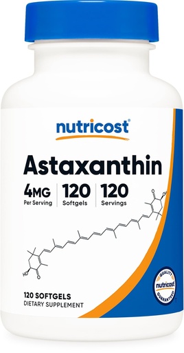 [BRSW2FA3AUJRGYLZ] Nutricost Astaxanthin 4mg, Gluten Free and Non-GMO, 120 Softgels (4 Month Supply)