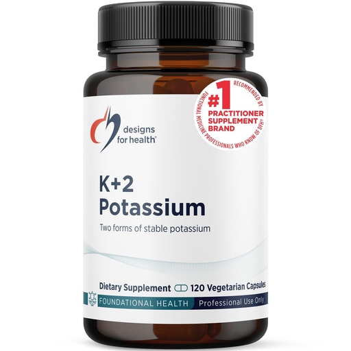 [BRSWIYQPAQJRAH34] Designs for Health K+2 Potassium - 300mg Two Forms of Potassium - Potassium Bicarbonate + Glycinate Pills - Supplement Support to Help Maintain Healthy Blood Pressure Levels (120 Capsules)