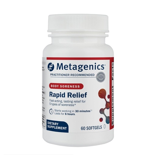 [BRSRAEI6BF6A2FI3] Metagenics Rapid Relief - Herbal Softgel with Turmeric & Boswellia - Supports Fast Relief for Muscle, Back & Joint Discomfort* - Drug-Free, Non-GMO, Gluten-Free - GMP Certified Facility - 60 Softgels
