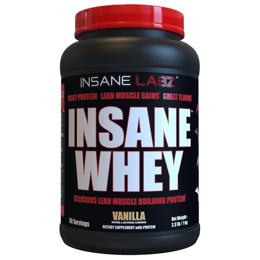 [BRSWYYIDBUFAYYDD] Insane Labz Insane Whey,100% Muscle Building Whey Protein, BCAA Amino Profile, Mass Gainer, Meal Replacement (Vanilla, 30 Servings)