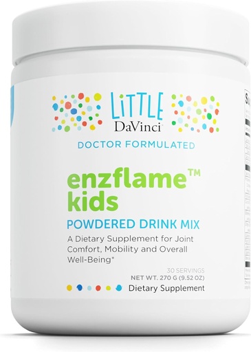 [BRSW2ZAKBV6AM3YY] Little DaVinci Enzflame Kids - Powder Mix Suplemen untuk Mendukung Komfort Muscle and Joint, Mobility and Imune Health * - Dengan Calcium, Sodium, Enzymes, DMG, dan More-Orange Flavor - 30 Pelayan