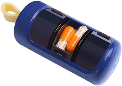 [BRSW2BIQB4FBSAIY] Pill Container, Small Portable Travel Pill Case, Mini Size Pill Organizer, Pill Box for Vitamin, Fish Oil, Supplements, 3 Compartment Sliding Daily Pill Case (Navy Blue)…