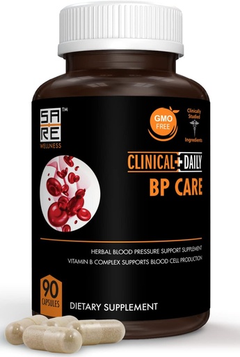 [BRSWKZI5C4JQMFLK] Klinische dagelijkse BP-verzorging - Niet GGO-supplementen. Hawthorne Berry BP Optimizer. Foliumzuur, Niacine, Knoflook, Uva Ursi, Buchu, Hibiscus, Vitaminen B6 B12, C. 90 ct