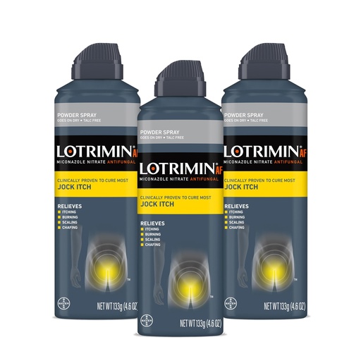 [BRSWIYLQBUDWY2D6] Lotrimin AF Jock Itch Powder Spray, Miconazole Nitrate 2% - Treatment of Most Itch, 4.6 Ounces (133 Grams) Spray Can (Pack 3)