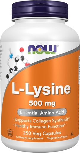 [BRSWIY32BQMBQED2] الآن L-lysine 500 mg, 250 Capsules