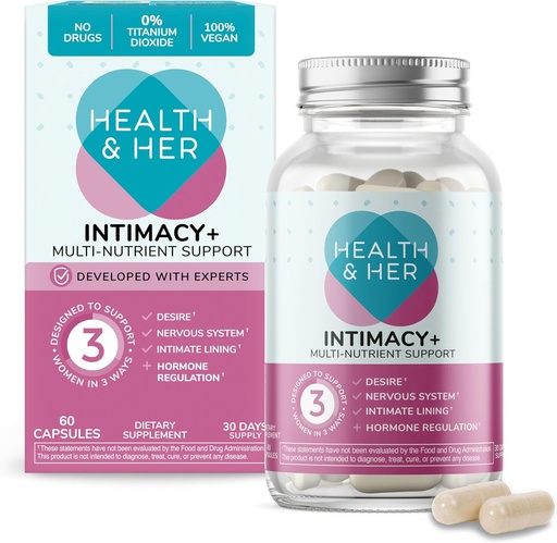 [BRSW2FAQO4FR43TO] Health & Her Intimacy+ Multi-Nutrient Supplement Support for Women - Contains Maca Root and Tribulus to Help Discover You Again, Vegan (60 ct -1 Month)