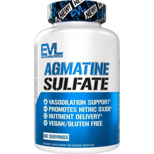 [BRSRAYIPBEHRADIY] Evlution Nutrition Agmatine Sulfate Nitric Oxide Capsules - High Strength Agmatine Sulfate Nitric Oxide Supplement for High Intensity Pumps Muscle Growth Recovery and Performance - 60 Servings
