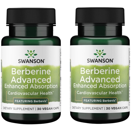 [BRSRO2T3OEOQK2DF] Swanson Berberine Advanced Enhanced Absorption Supplement for Health-Conscious Adults Seeking Optimized Bioavailability - Featuring Berbevis 550 mg (30 Vegan Capsules, 2 Pack)