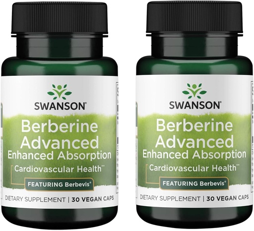 [BRSRO2T3OEOQK2DF] Swanson Berberine Gelişmiş Aborpsiyon - Berbevis 550 mg 30 Veg Caps (2 Pack)