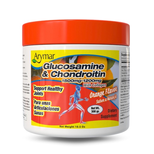 [BRSWKZQ6DF4GIDDO] Arymar Glucosamine Chandroitin Powder (1500mg/1200mg) - Joint Health Support Supplement - Helps Maintain Mobility & Flexibility - High Absorption Formula - 300g (10.5 oz)