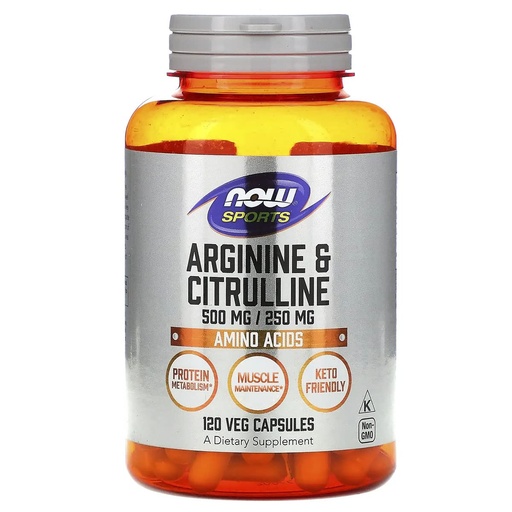 [BRSWIZQ3OV7RGDL2] Now Foods Arginine 500mg with Citrulline 250 mg-120 Capsules