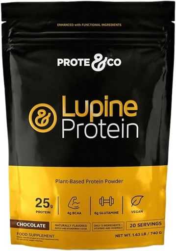 [BRSRMAD7O4ARM3I6] Prote&Co Lupin Protein - 24g of Vegan Plant Based Protein Powder. Non GMO, No Added Sugar, Lactose Free, Gluten Free, Soy Free. 20 Servings - Chocolate