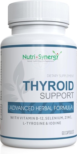 [BRSROAL2OR5BAFIY] Thyroid Support - with L-Tyrosine, Iodine, Vitamins & Minerals. Supports Healthy Thyroid Function, Energy, Mood & Focus. 60 Capsules.