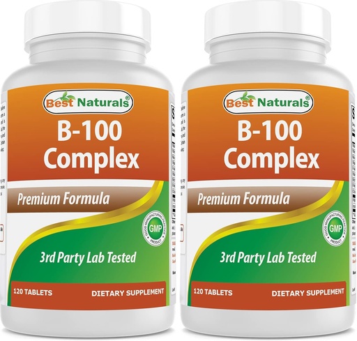 [BRSW2AQPA56GEAYZ] Best Naturals B 100 Complex 120 tabletter (B Complex Vitaminer) (120 greve (pakke med 2))