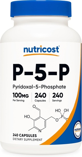 [BRSWYCAKB4BG23IV] Nutricost P5P Vitamina B6 Suplemento 100mg, 240 cápsulas (Pyridoxal-5-Phosphate) - Vegetariano Amistad, No GMO, Gluten Gratis