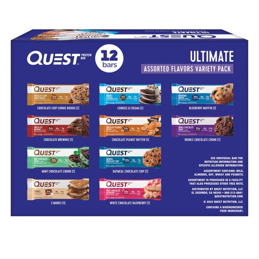 [BRSWGGD3BYCGM2TX] Quest Nutrition Ultimate Variety Pack Protein Bars, High Protein, Low Carb, Gluten Free, Keto Friendly, 12 Count