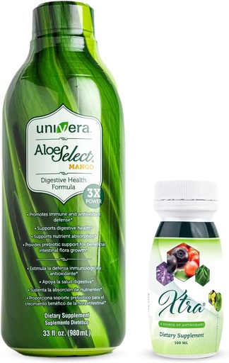 [BRSRAYYCDEGROH3G] Univera to go Pack Aloe Vera Juice, Organic Aloe Vera, Mango Flavor Xtra Minis, Multimineral fruites Complex, 15 Natural Ingredients,