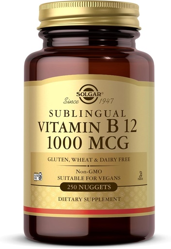 [BRSWIYT3OMABKCLM] Solgar Vitamin B12 1000 mcg, 250 Nuggets - Supports Production of Energy, Red Blood Cells - Healthy Nervous System - Promotes Cardiovascular Health - Vitamin B - Non-GMO, Gluten Free - 250 Servings