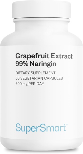 [BRSWGGATOAMGAGYZ] Supersmart - Grapefruit Extract 600mg per Day (99% Naringin) - High Potency GSE Supplement | Non-GMO & Gluten Free - 60 Vegetarian Capsules