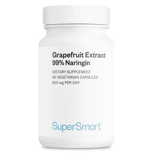 [BRSWGGATOAMGAGYZ] Supersmart - Grapefruit Extract 600mg per Day (99% Naringin) - High Potency GSE Supplement | Non-GMO & Gluten Free - 60 Vegetarian Capsules