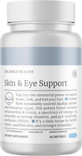 [BRSRMZL4CEFBQCLK] BIG BOLD HEALTH Skin ' Eye Support Omega-3 supplement with Alaskan Salmon Oil, DHA, Astaxanthin ' Lutein for Vision, Skin Health ' Immunity (60 Softgels)