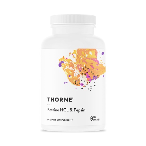 [BRSWIHI7BYOQAH3G] THORNE - Betaine HCL & Pepsin - Digestive Enzyme & Hydrochloric Acid Supplement for Protein Digestion & Occasional Gas or Bloating Relief* - Third-Party Certified - Gluten & Dairy-Free - 225 Capsules