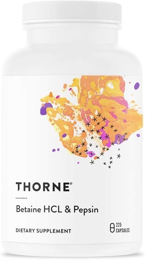 [BRSWIHI7BYOQAH3G] THORNE - Betaine HCL & Pepsin - Digestive Enzymes for Protein Breakdown and Absorption* - 225 Capsules