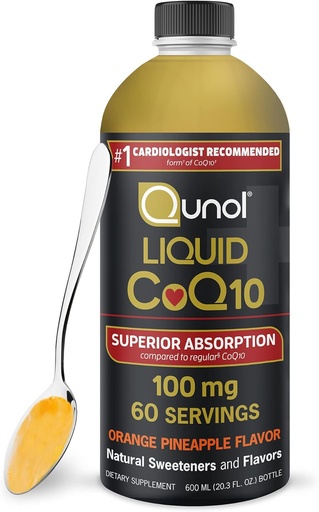 [BRSWIZYQAUIGMFDE] Qunol Liquid CoQ10 100mg, Superior Absorption Natural Supplement Form of Coenzyme Q10, Antioxidant for Heart Health, Orange Pineapple Flavored, 60 Servings, 20.3 oz Bottle