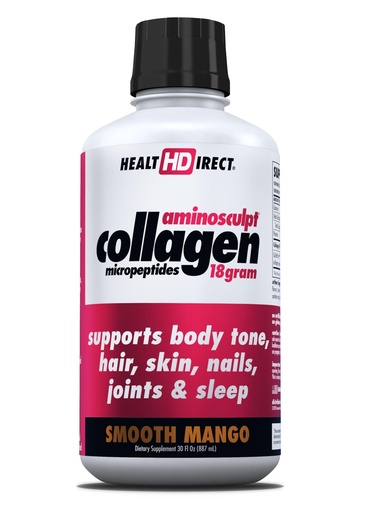 [BRSWICTZA5YBGC32] HEALTH DIRECT AminoSculpt Sugar-Free Collagen Supplement - High Potency Medical-Grade Protein for Hair, Skin, Nails & Joints, Grass-Fed, Non-GMO, Liquid Collagen - Smooth Mango - 30 Fl Oz