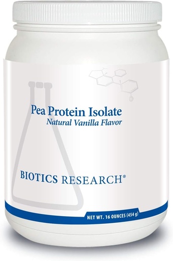 [BRSWGGQ6BUORY3Y4] Biotics Research Pea Protein Isolate Natural Vanilla Flavored, Mixes Easily with Water or Juice, Premium Pea Protein, 21 gram Clean Protein per Serving 16 Ounces