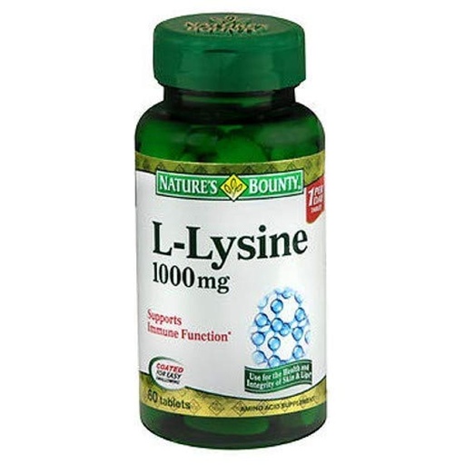 [BRSWIYYOAIDBGHQ7] Nature's Bounty L-Lysine 1000 Mg Tablets 60 Ea (Pack of 4)