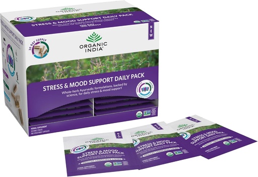 [BRSW2FDROIGQID3A] Organic India Organic Stress & Mood Support Daily Packs Box, 6 CT