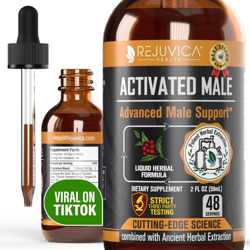 [BRSWGFT4CN6AYYD6] Rejuvica Health Activated Male - Advanced Male Libido Support Tincture - Enhanced Liquid Delivery for Better Absorption - Ashwagandha, Mucuna, Tongkat Ali, Tribulus & More!