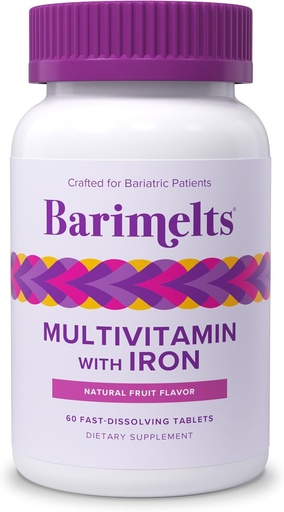 [BRSWYHAPC4ARMCLV] BariMelts Bariatric Multivitamin mit Eisen, 60 Fast-Dissolving Tabletten (1-Monat-Versorgung), Sugar-Free Bariatric Vitamins für Frauen, Natürliche Frucht Geschmack