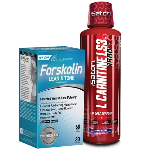[BRSWYFDROAIQM2Y4] iSatori L-Carnitine LS3 Mixed Berry 1500mg (32 Servings) & BioGenetic Labs Forskolin Lean & Tone