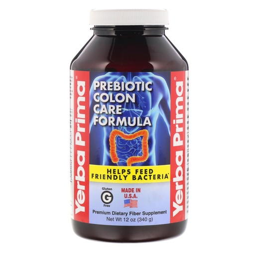 [BRSWIFQOA4FGCFLG] Yerba Prima Prebiotic Colon Care Formula Powder, 12 Ounce - Premium Dietary Fiber Supplement, Gluten Free, Made in USA, Non-GMO