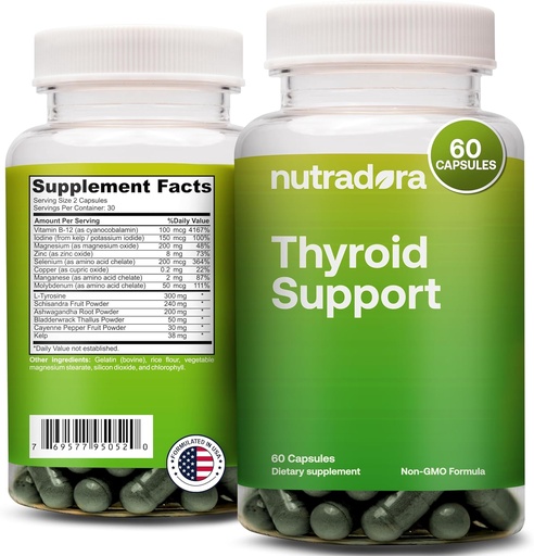 [BRSROZT7OF5GYEIU] Thyroid Support for Women and Men - Thyroid Supplement with Iodine, Vitamin B12, Ashwagandha, Selenium and Zinc Supplements, GMP Certified, Formulated in USA, 60 Capsules (Pack of 1)