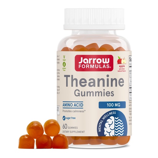 [BRSWKFIPBEGGAFLY] Jarrow Formulas® Theanine 100 mg Gummies, Dietary Supplement That Promotes Calmness, 60 Apple-Flavored Gummies, 60 Day Supply