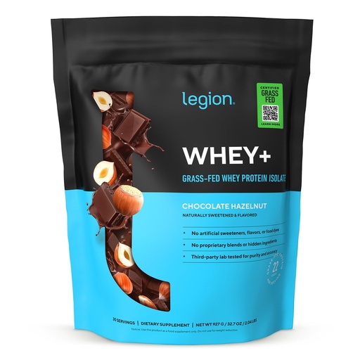 [BRSROAQYOBYRMCI4] LEGION Whey+ Protein Whey Isolate from Grass Fed Cows (Chocolate Hazelnut, 30 Servings) - Whey Protein Isolate Powder Low Calorie, Non-GMO, Sugar Free, Lactose, Gluten Free, All Natural Protein Powder