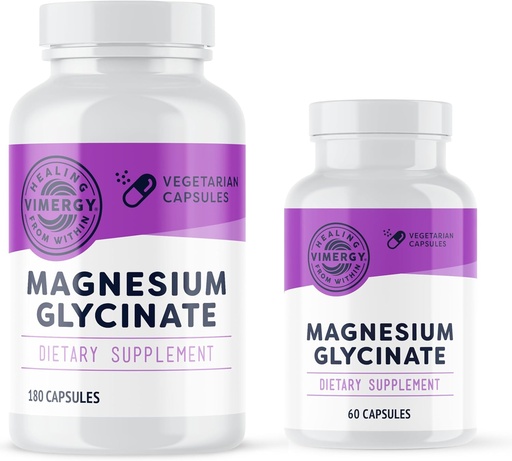 [BRSROCYDOF7RMC3G] Vimergy Magnesium Glycinate (180 Capsules) and (90 Capsules) Bundle