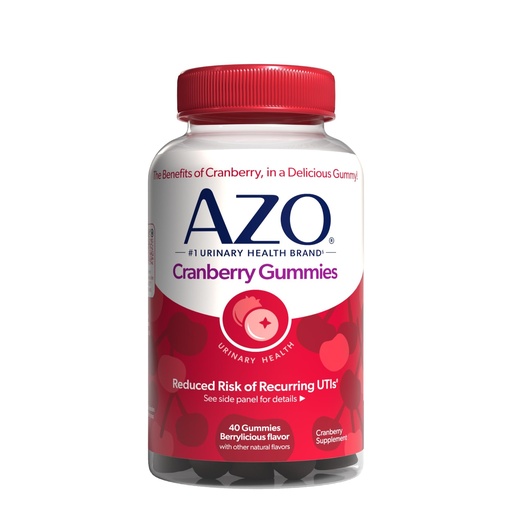 [BRSWIB3YOMCQG3DK] AZO Cranberry Urinary Tract Health Gummies Dietary Supplement 2 Gummies = Glass Cranberry Juice Helps Cleanse Protect Natural Berrylicious Flavor Gummies, Non-GMO, 40 Count