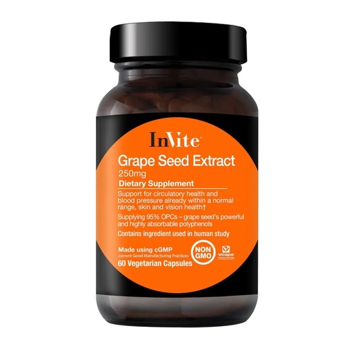 [BRSWECQCDF7RAYA4] Invite Health - Grape Seed Extract - Support for Circulatory Health and Blood Pressure Already Within a Normal Range - 60 Vegetarian Capsules - 30 Day Supply