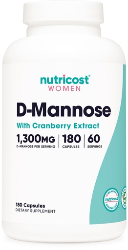 [BRSRA2QDCUMB4DI7] Nutricost D-Mannose with Cranberry Extract for Women 180 Capsules for 60 Servings Per Bottle - Vegan, GMO Free and Gluten Free