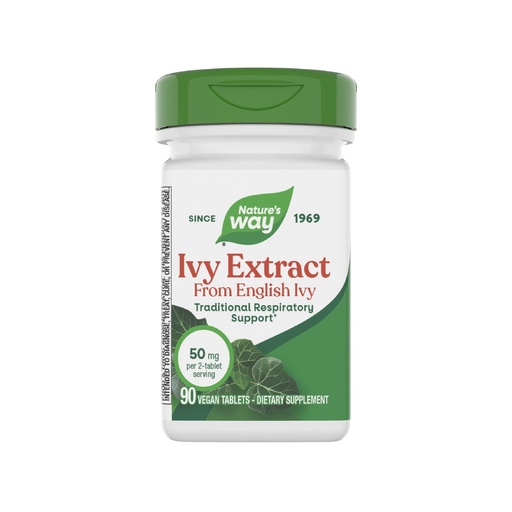 [BRSWIYT3OMAB2HAV] Nature's Way Ivy Extract from English Ivy Leaf, Traditional Respiratory Support*, 50 mg Per 2-Tablet Serving, 90 Vegan Tablets (Packaging May Vary)