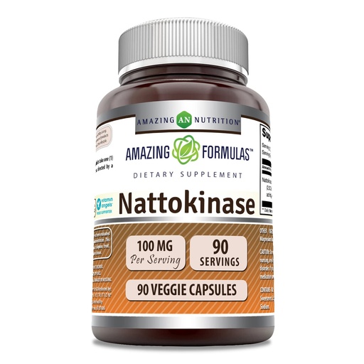 [BRSWIAA3OZ6RSE34] Amazing Formulas Nattokinase Supplement | 100 Mg (2000 FU Enzyme from Pure Nattokinase) | 90 Veggie Capsules | Non-GMO | Gluten-Free | Made in USA