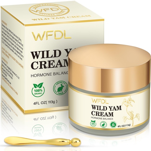 [BRSRAEABAECWY23V] Organic Wild Yam Cream with Red Clover, Moisturizing Cream for Women, Includes Applicator (4 Ounce)
