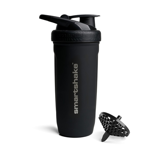 [BRSWYZA3BVYQ4ETV] Smartshake Reforce Stainless Steel Protein Shaker Bottle - Non Insulated Unisex Gym Bottle | Metal Shaker Bottles - 900 ml | 30 oz - Leakproof Screw-On Lid - DEHP & BPA Free (Black)