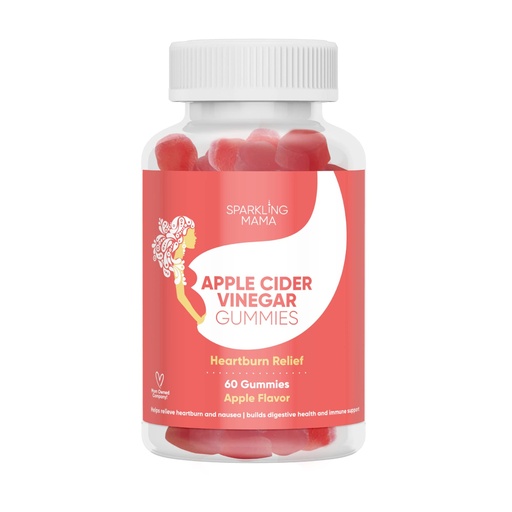 [BRSRMYACBUPQED3G] Sparkling Mama Apple Cider Vinegar Gummies | Apple Flavor, (Heartburn Relief +Morning Sickness, Muscle Cramps), 60 Gummies (2-Pack)