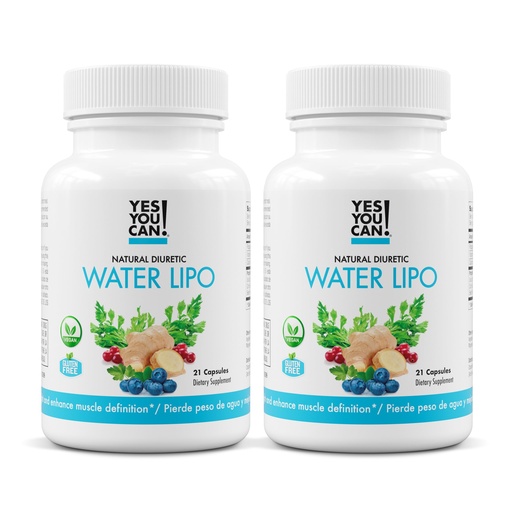 [BRSRMBQDPJ4GYE3Z] Yes You Can! Natural Water Lipo Pills - Diuretic Cleanse with Electrolytes & Vitamins - Helps with Water Retention - Gluten-Free, 21 Capsules Per Bottle (2 Pack)